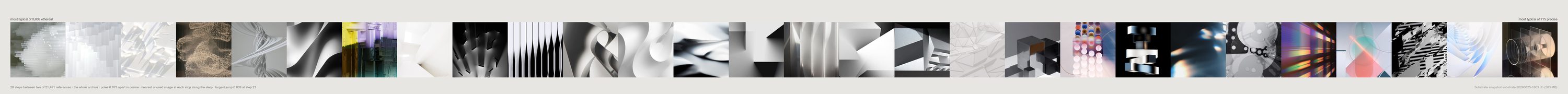 A strip walking from an ethereal mood to a precise one.