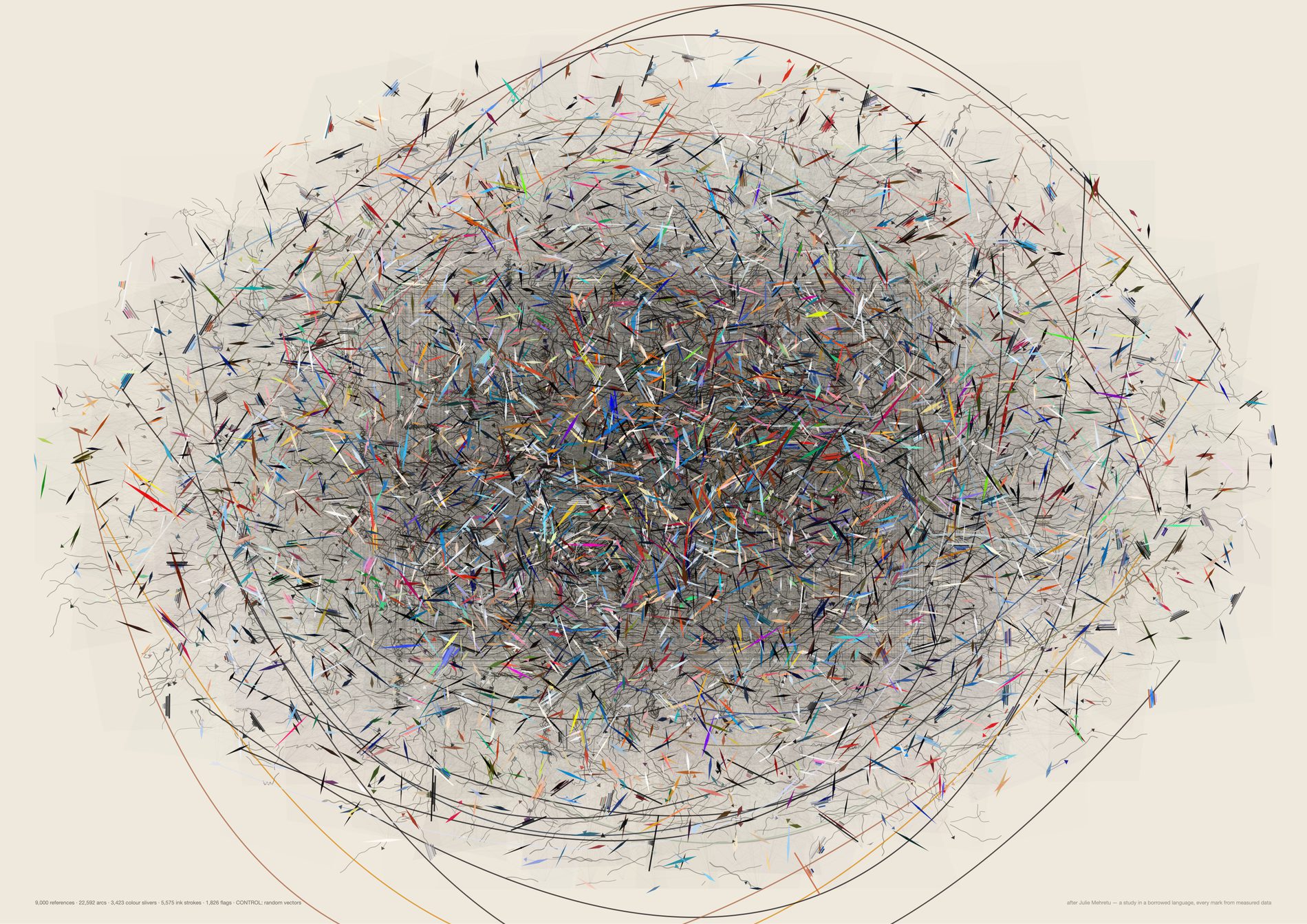 A cream sheet with a single radially symmetric disc of uniform density, no lobes or islands, and every architectural block collapsed to the same page-sized rectangle.