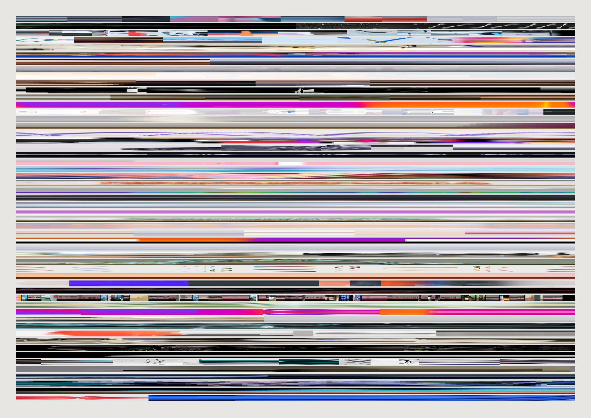 The same fifty-four band construction, reordered so bands that thin out over their length sit at one end and bands that thicken sit at the other.