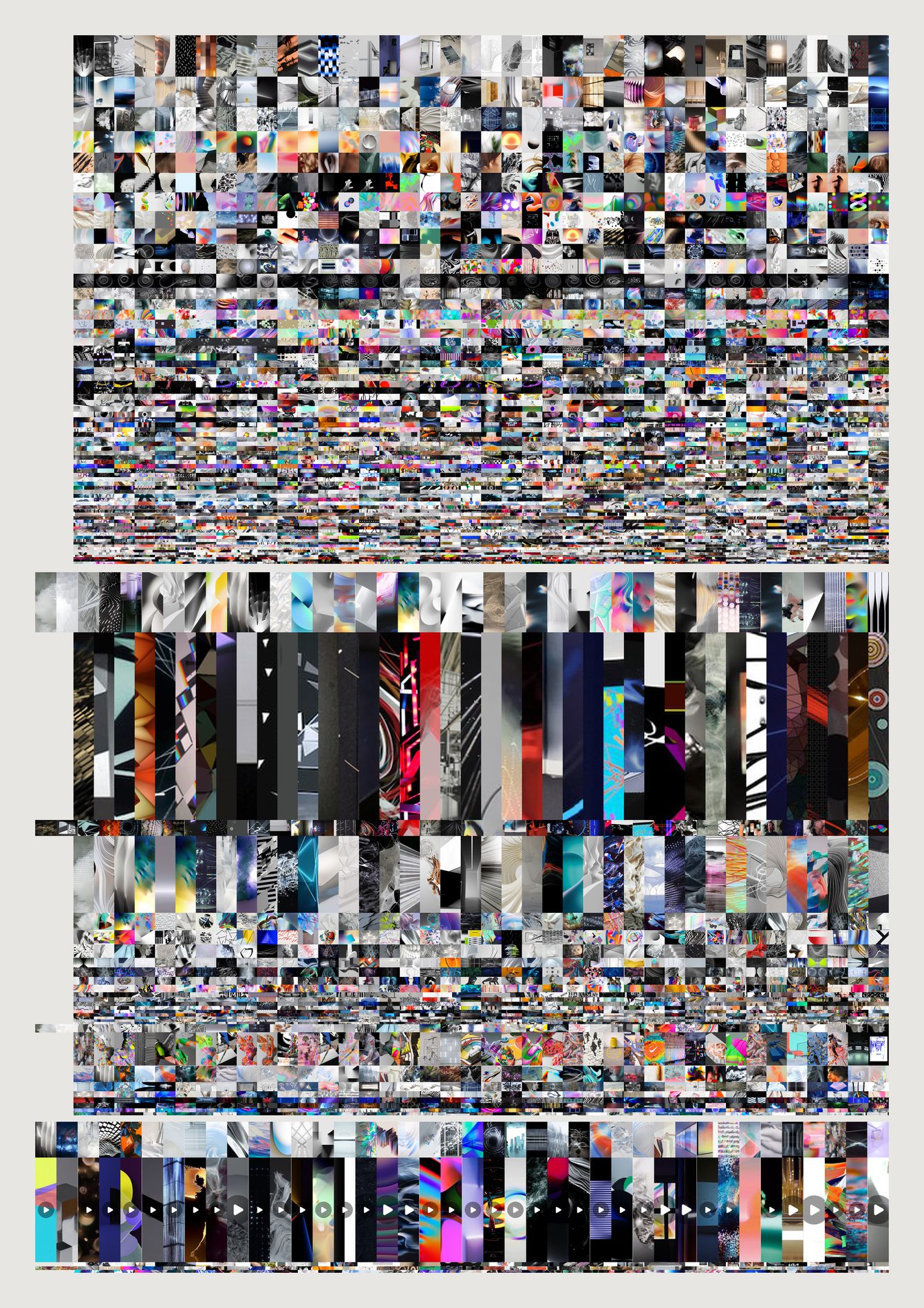 Stacked bands of images, each band inset from its parent, sized by share of the archive.